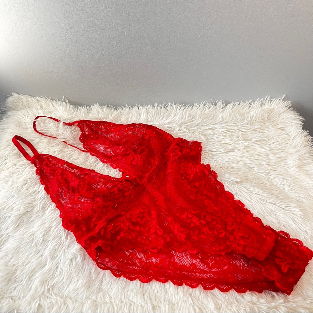 Red Lace Bodysuit Size M